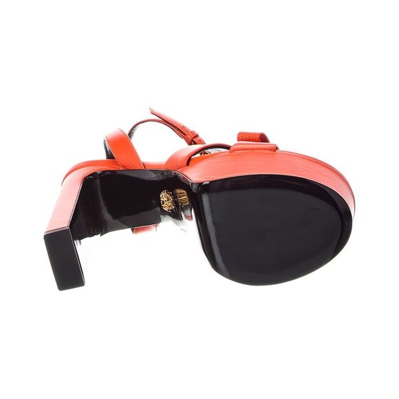Versace Ribbon Leather Platform Sandal, Orange - Picture 4 of 5